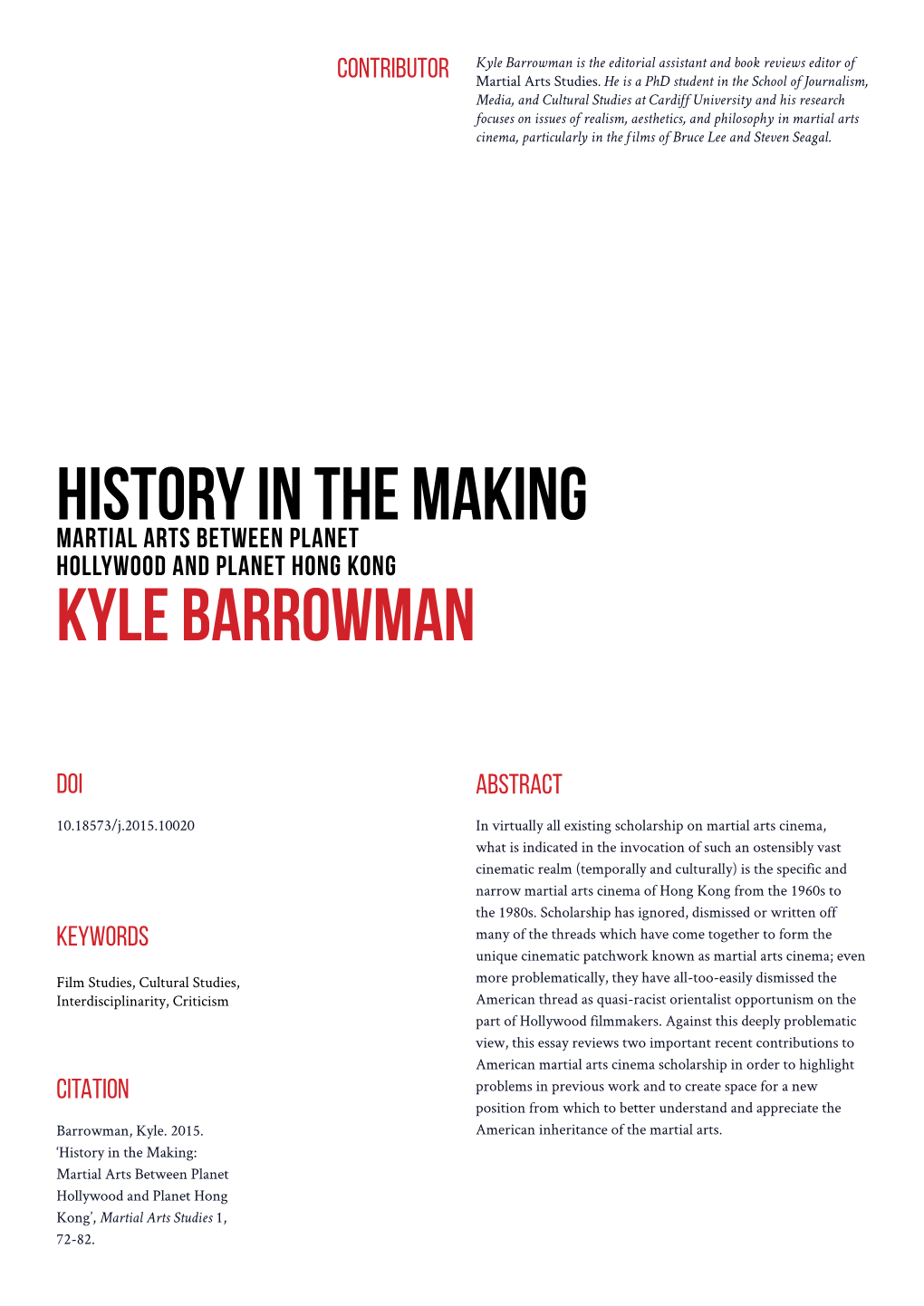 History in the Making Kyle Barrowman