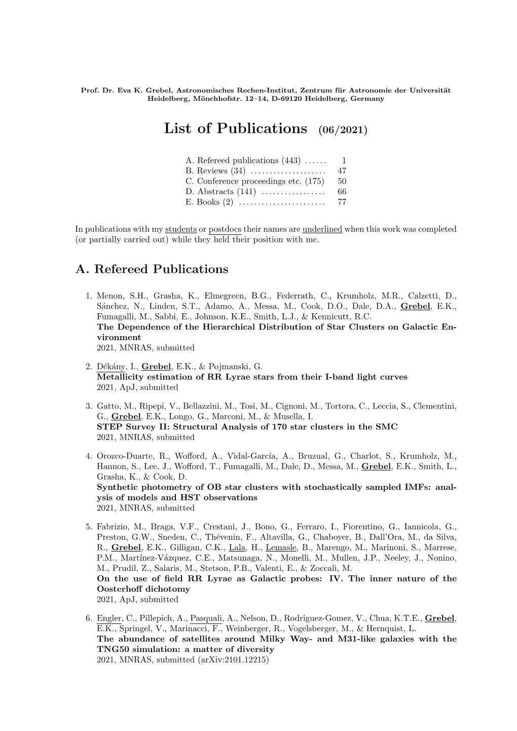 List of Publications (06/2021)