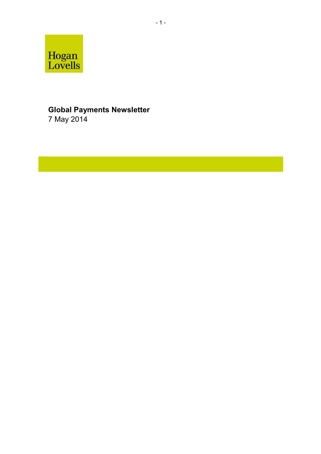 Global Payments Newsletter 7 May 2014 - 2