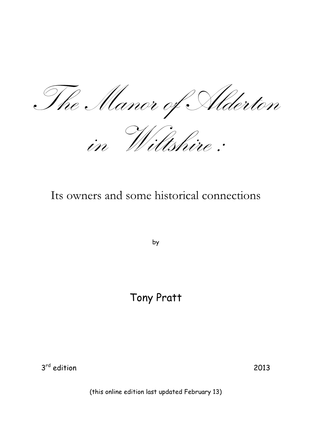 A History of Alderton Manor, Once Owned by the Montagus of Lackham