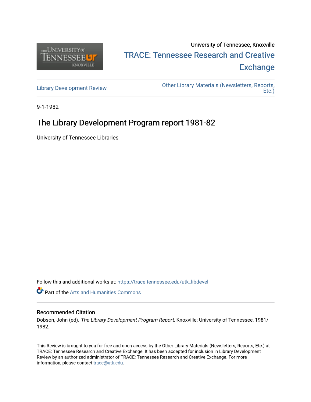 The Library Development Program Report 1981-82