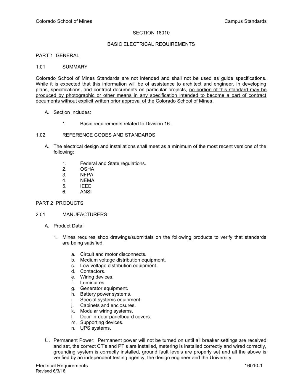 Colorado School of Mines Campus Standards