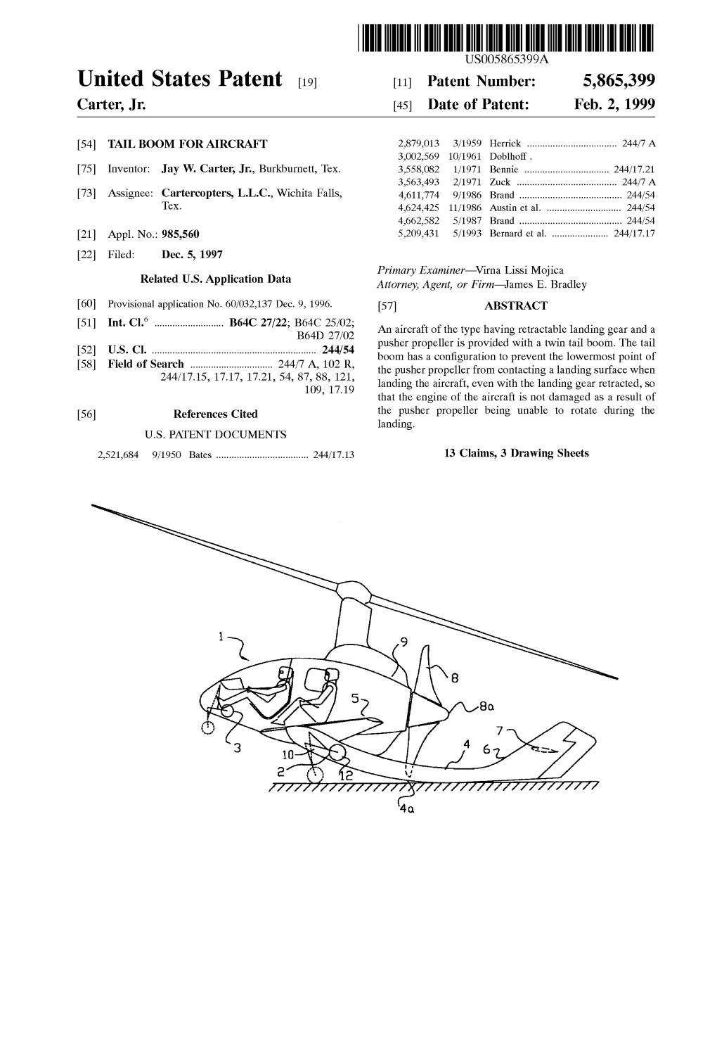 United States Patent (19) 11 Patent Number: 5,865,399 Carter, Jr