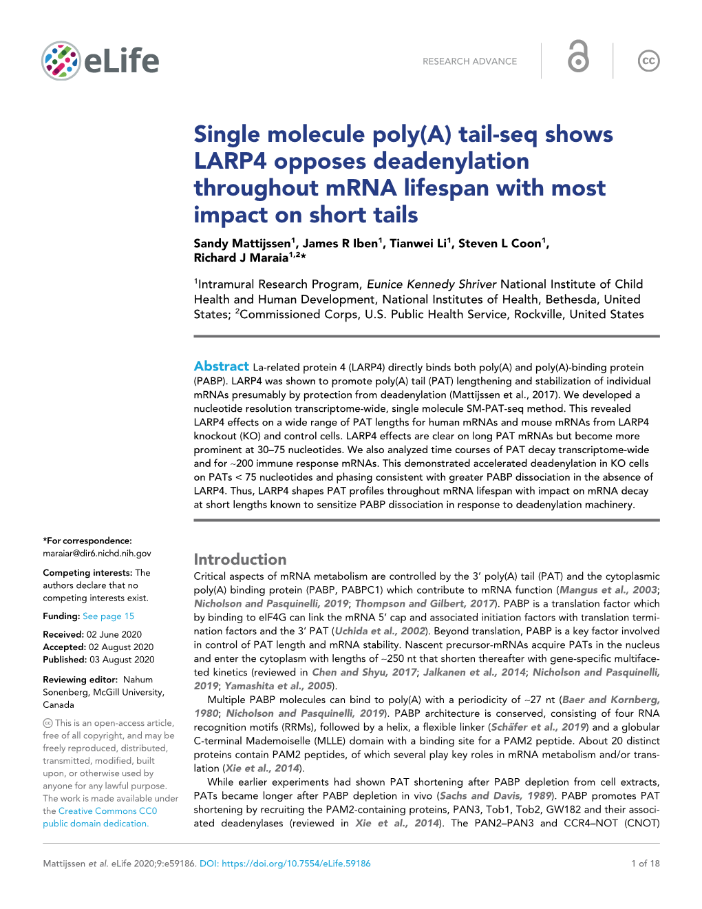 Tail-Seq Shows LARP4 Opposes Deadenylation