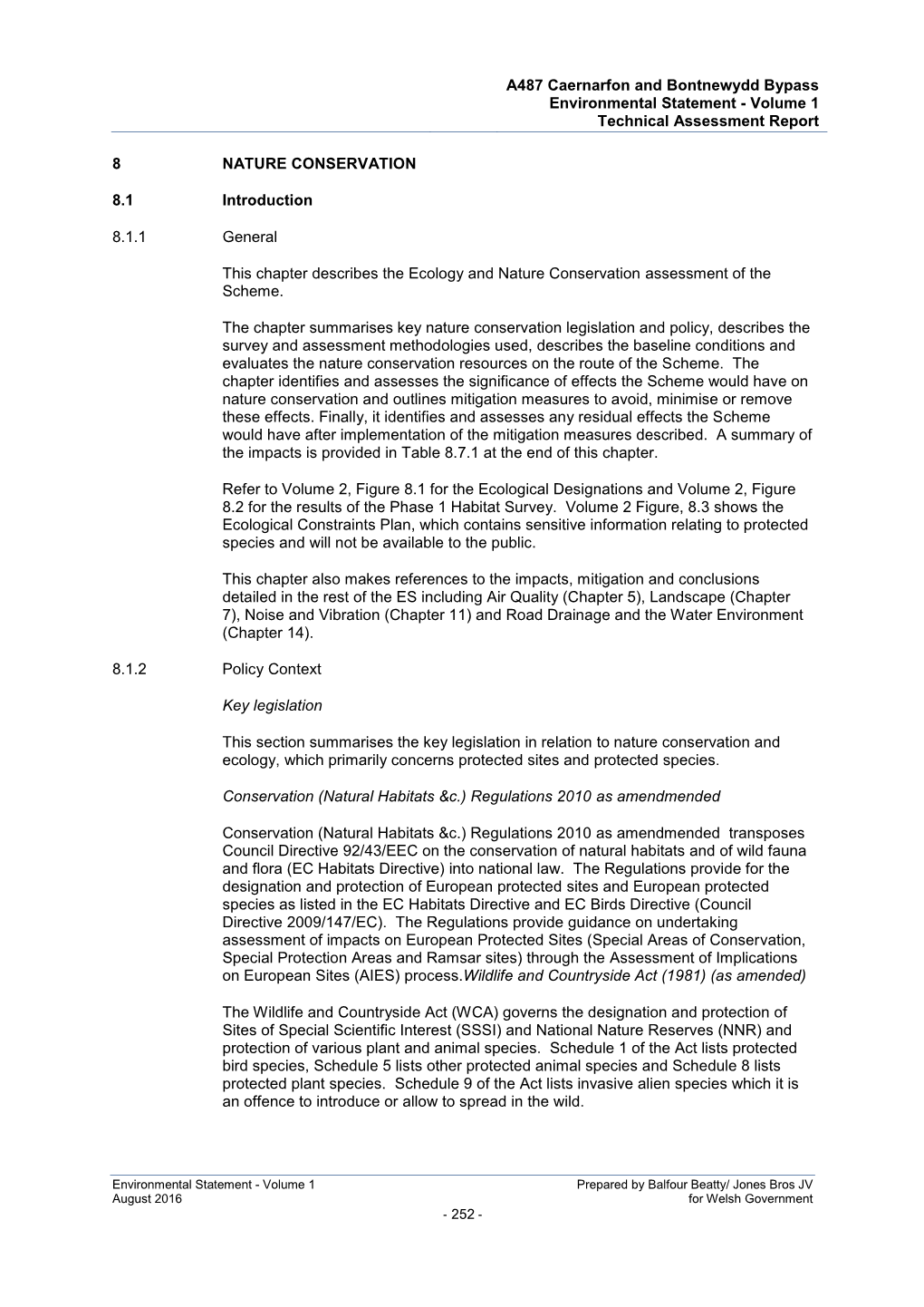 A487 Caernarfon and Bontnewydd Bypass Environmental Statement