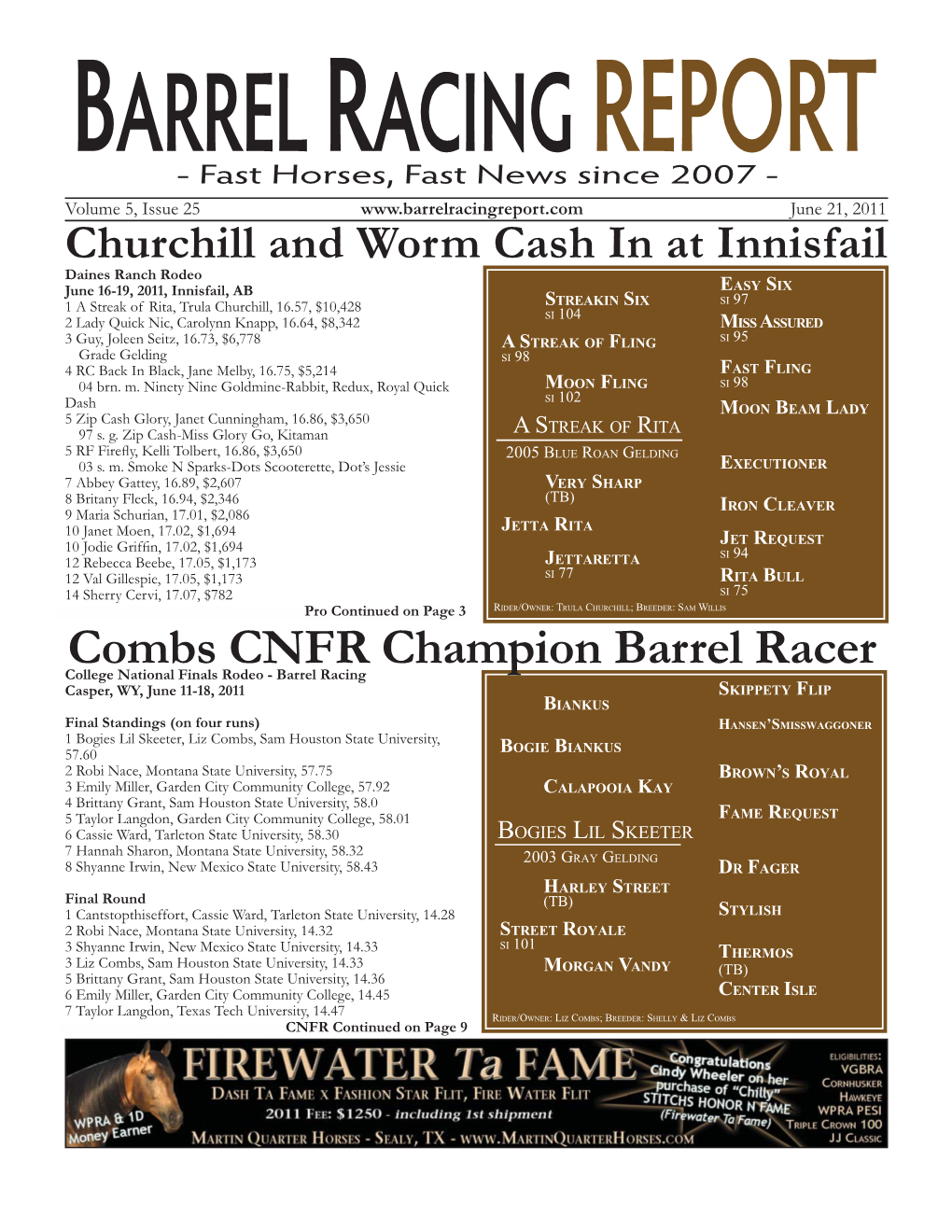 Combs CNFR Champion Barrel Racer