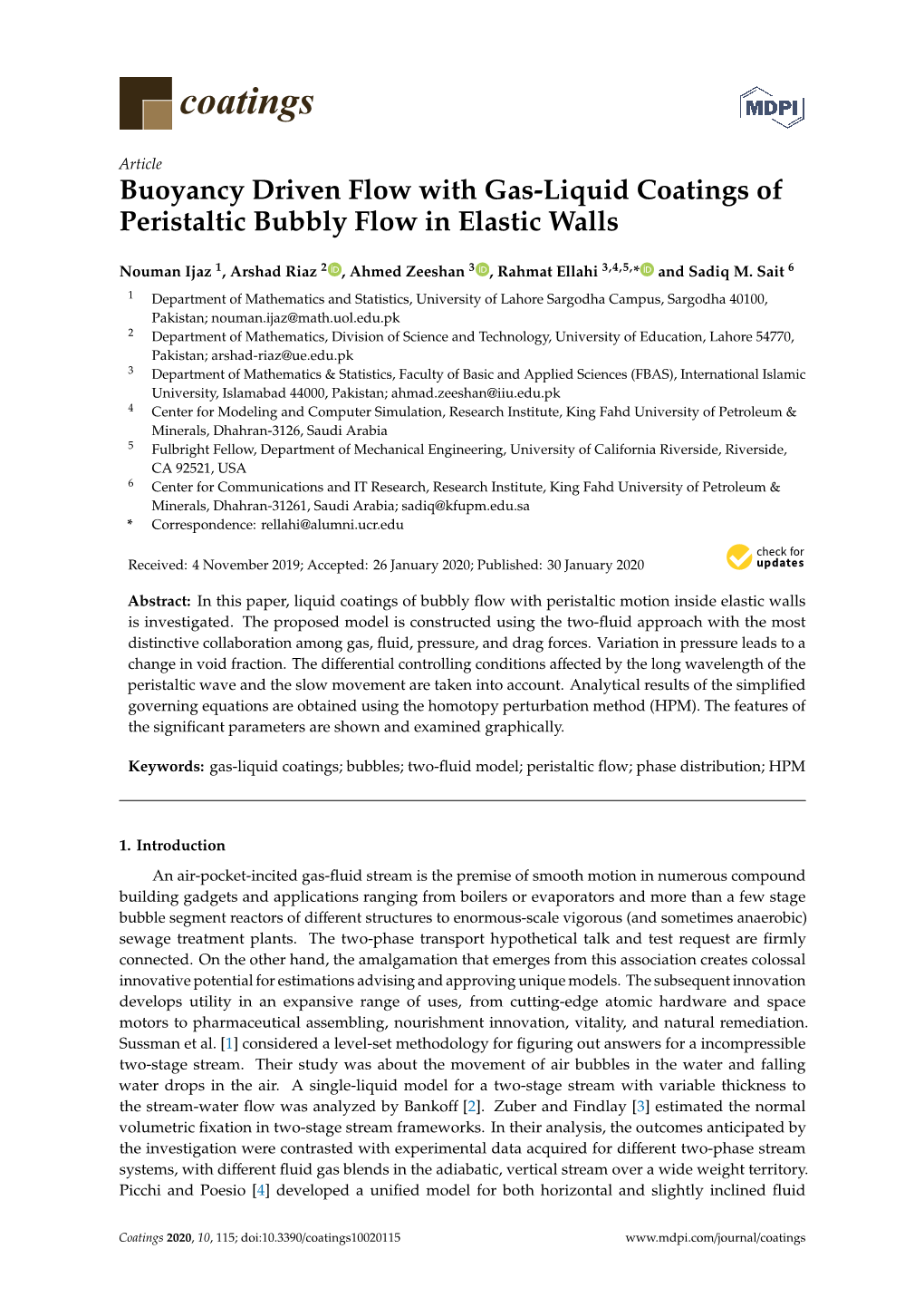 Buoyancy Driven Flow with Gas-Liquid Coatings of Peristaltic Bubbly Flow in Elastic Walls