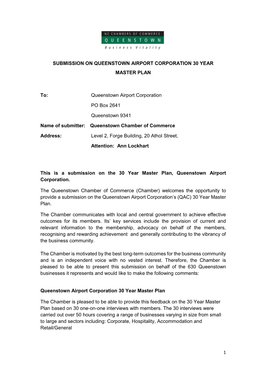 1 Submission on Queenstown Airport Corporation 30