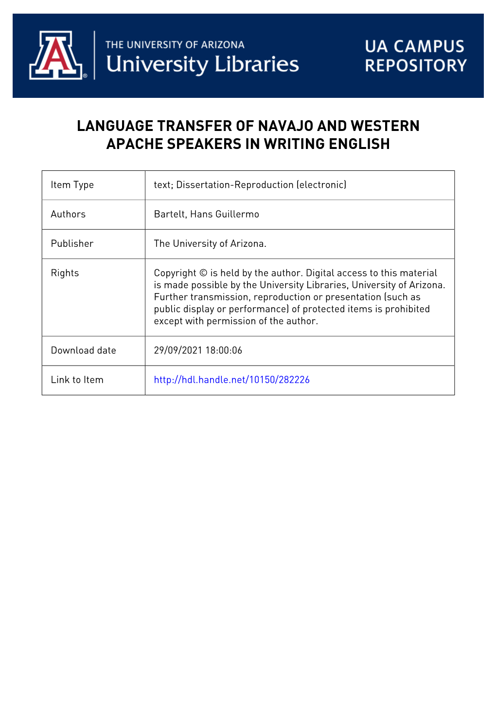 Language Transfer of Navajo and Western Apache Speakers in Writing English