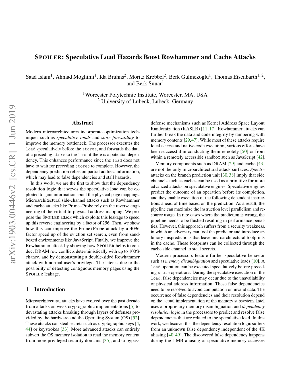 Arxiv:1903.00446V2 [Cs.CR] 1 Jun 2019 Attack with Normal User’S Privilege