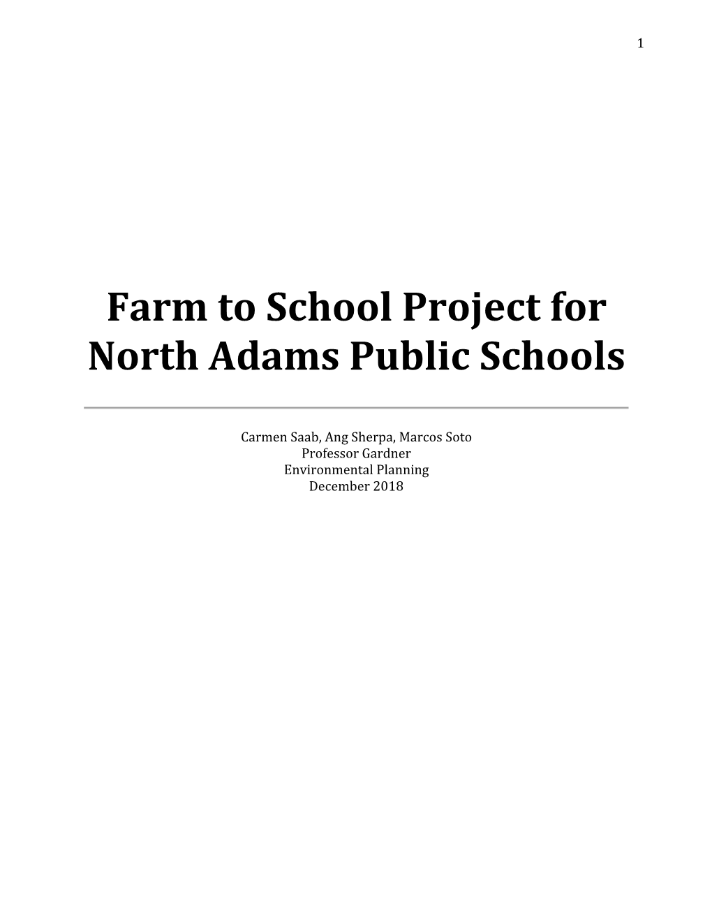 Farm to School Project for North Adams Public Schools