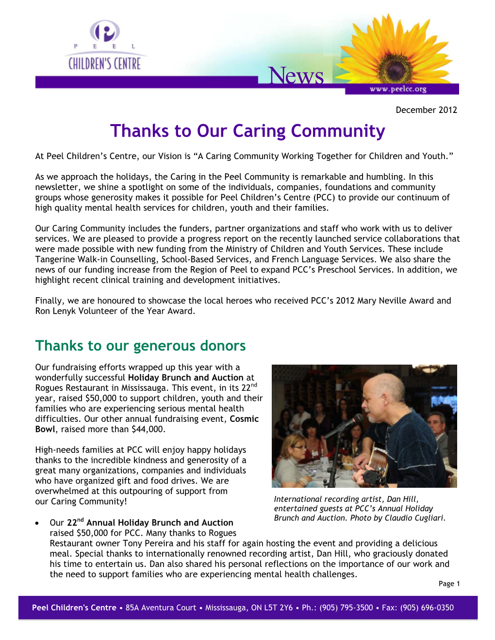 The Inaugural Edition of Our Electronic Newsletter