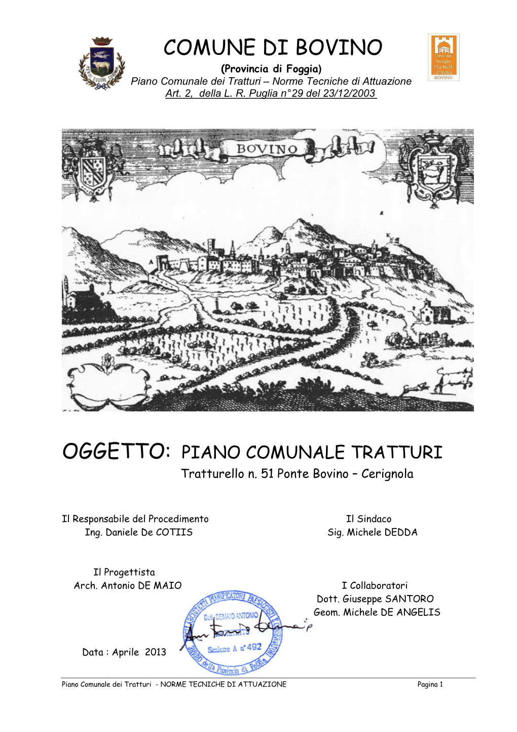 OGGETTO: PIANO COMUNALE TRATTURI Tratturello N