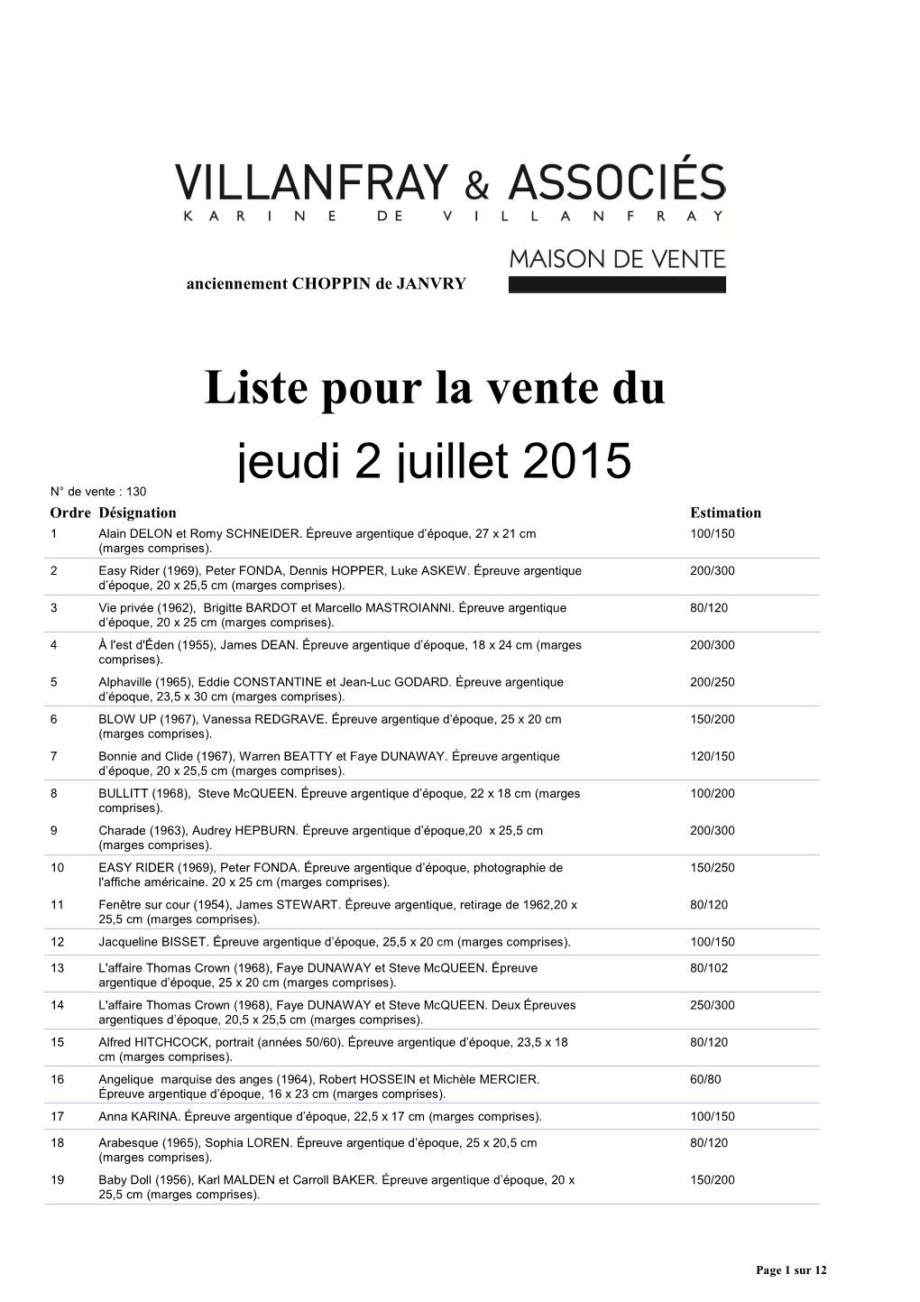 Catalogue 2 Juillet 2015 PHOTOS