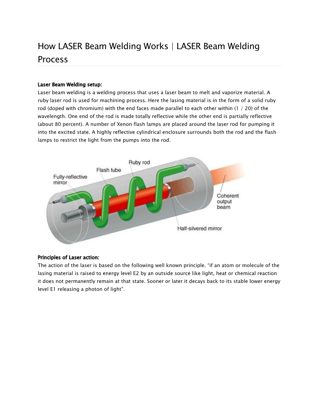 LASER Beam Welding Process