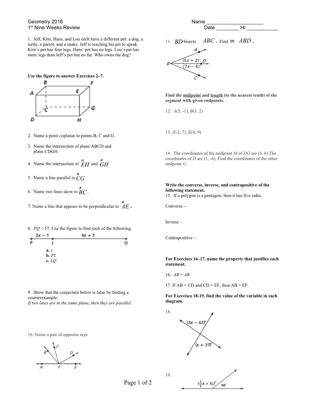 Find the Next Two Terms in Each Sequence