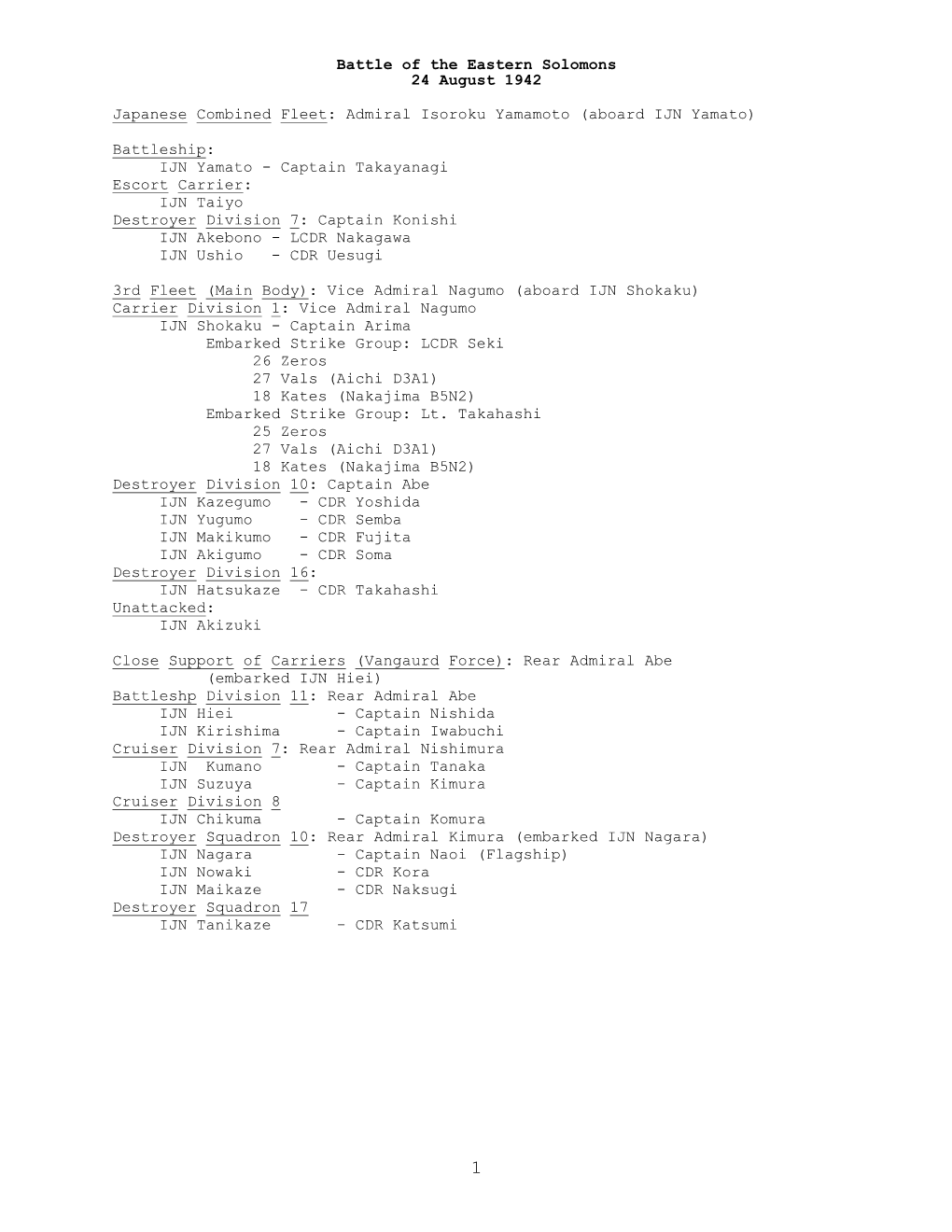 Naval Battle of the Eastern Solomons, 24 August 1942