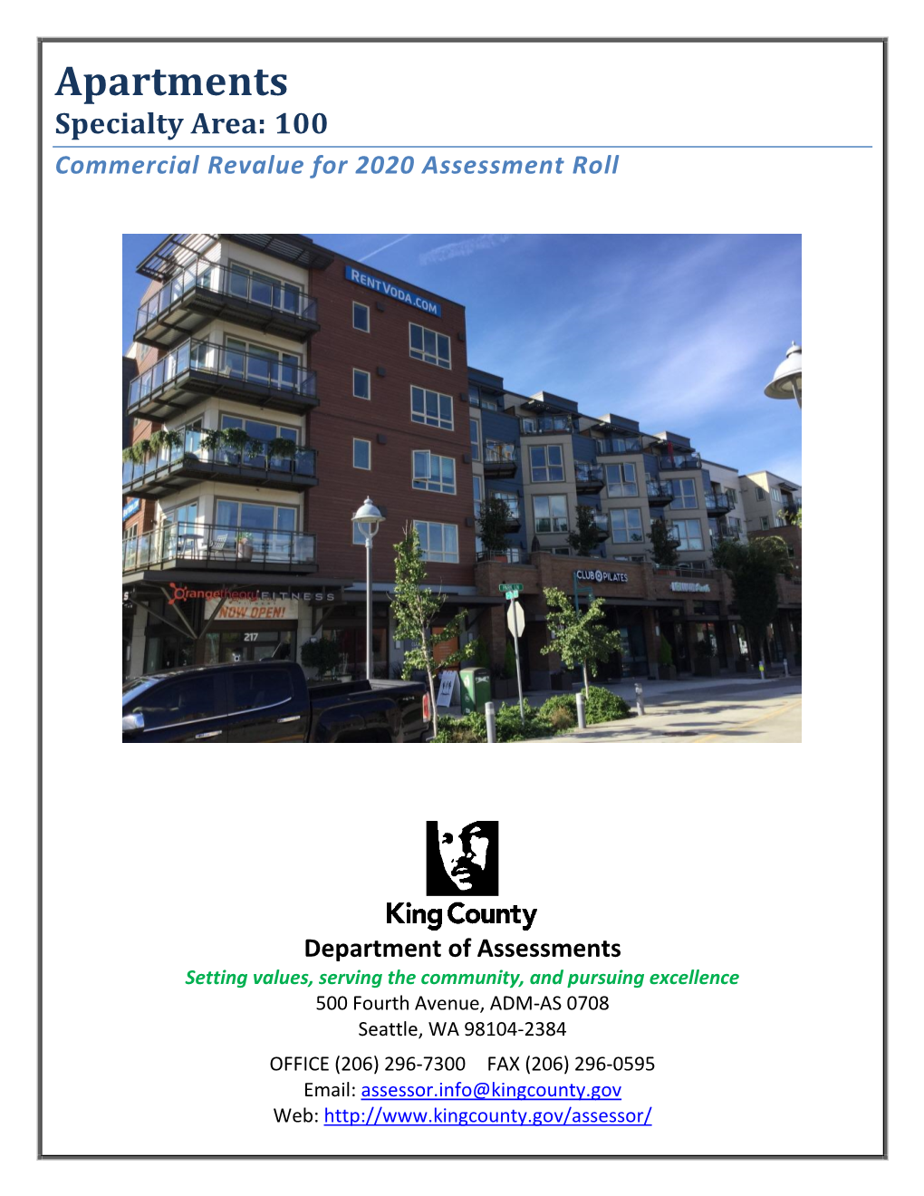 Apartments Specialty Area: 100 Commercial Revalue for 2020 Assessment Roll