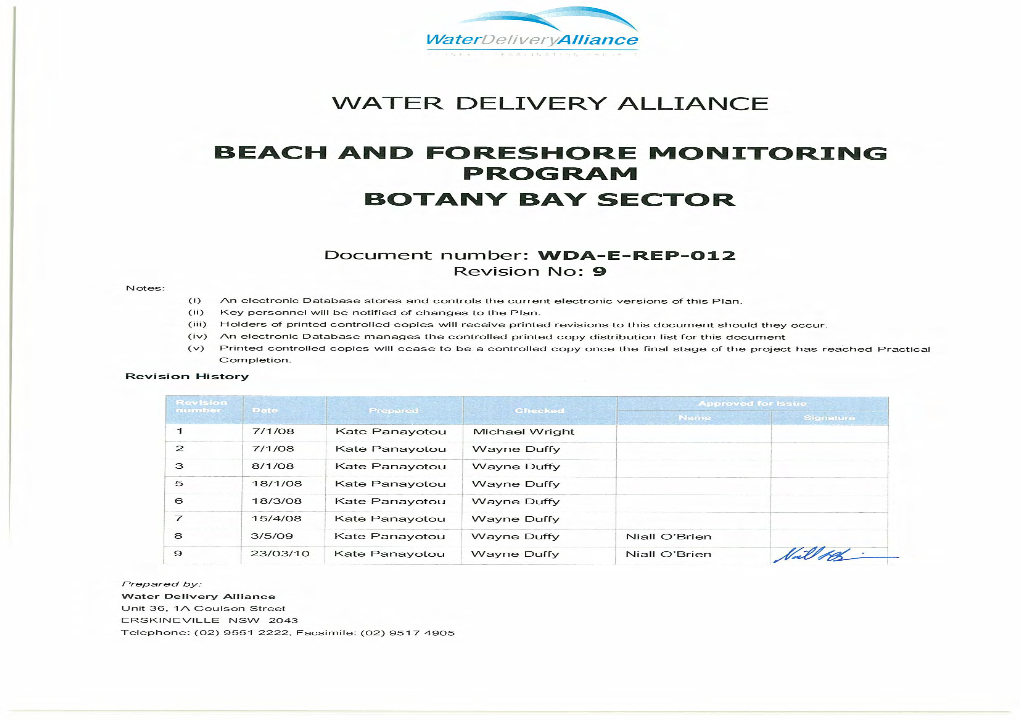 Beach and Foreshore Monitoring Program, Botany Bay Sector