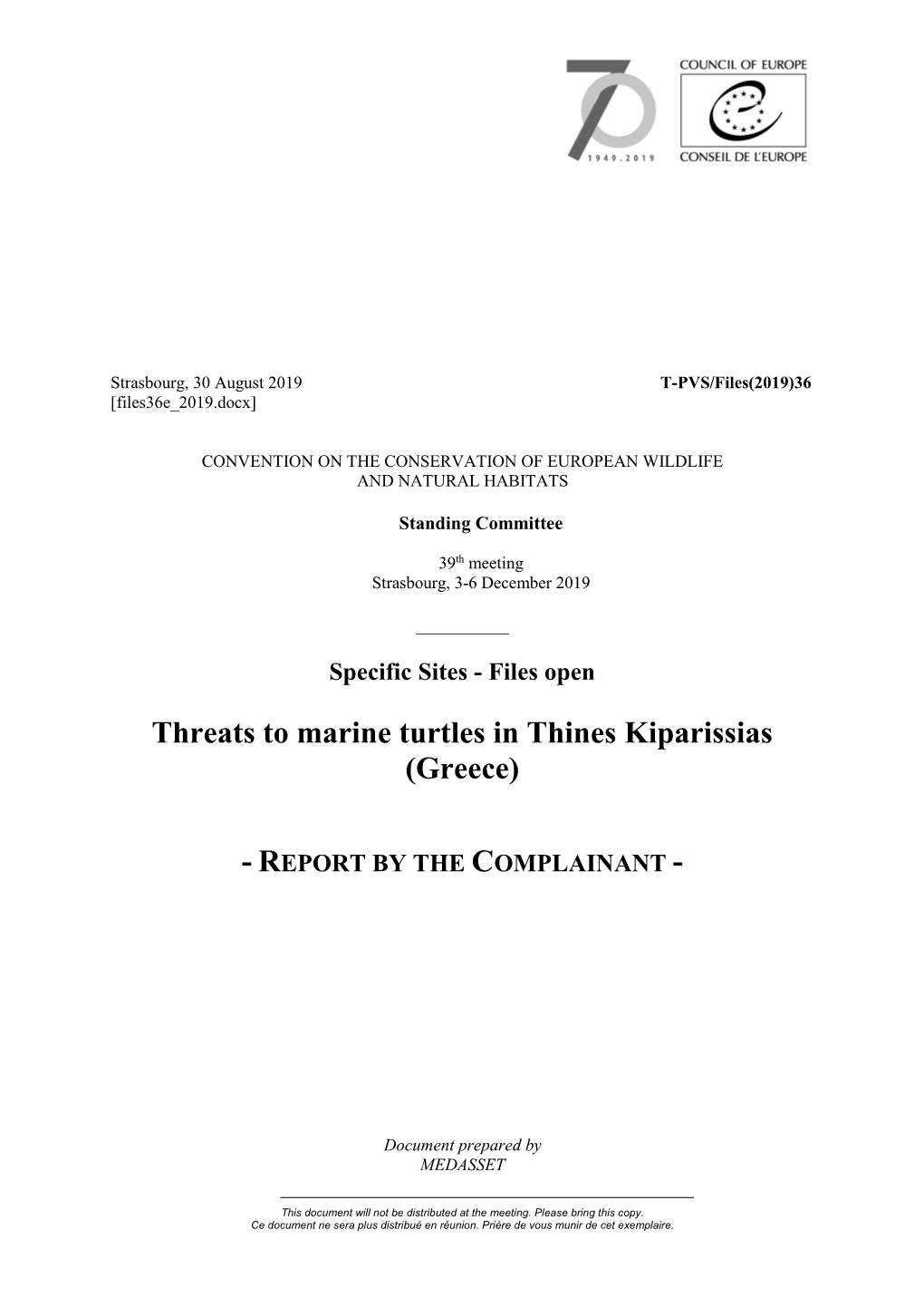 Threats to Marine Turtles in Thines Kiparissias (Greece)