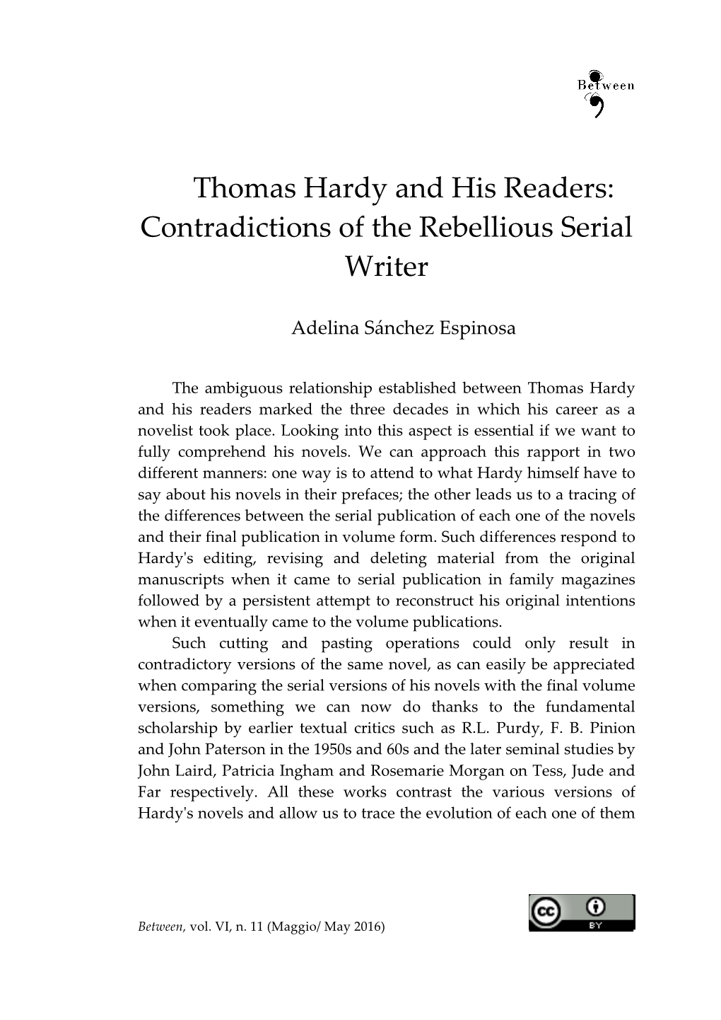 Thomas Hardy and His Readers: Contradictions of the Rebellious Serial Writer