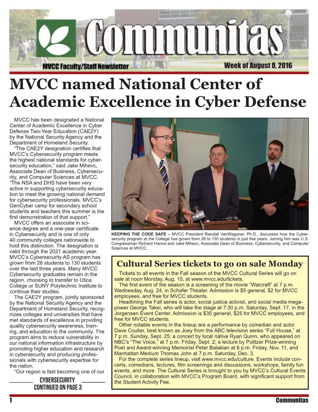 MVCC Named National Center of Academic Excellence in Cyber Defense