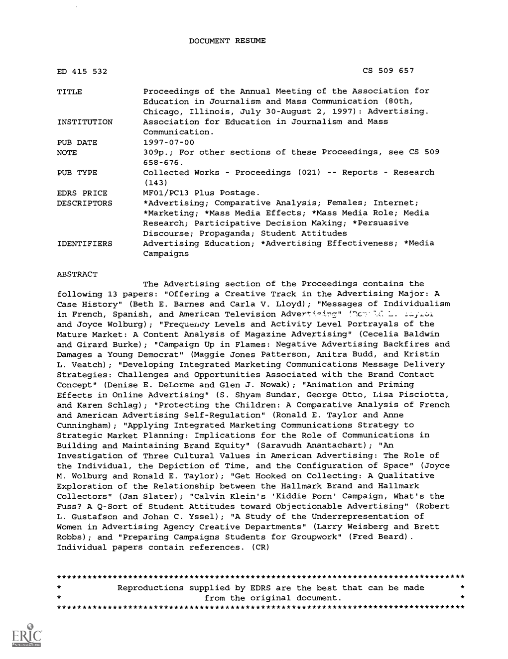 DOCUMENT RESUME CS 509 657 Proceedings of the Annual Meeting
