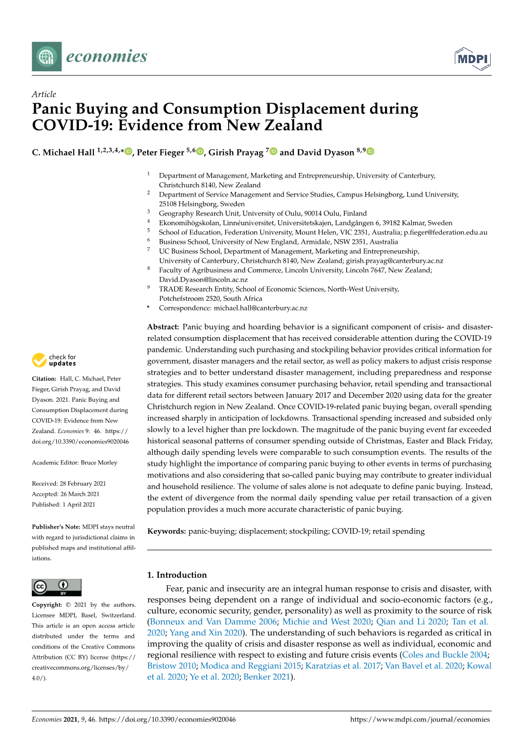 Panic Buying and Consumption Displacement During COVID-19: Evidence from New Zealand