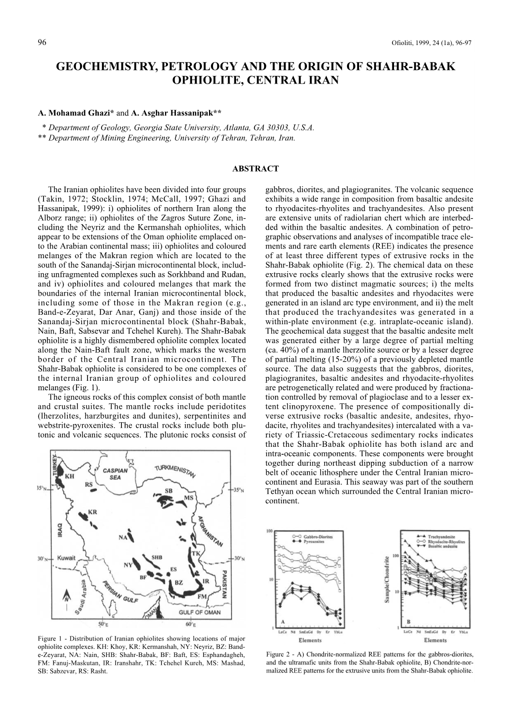 Geochemistry, Petrology and the Origin of Shahr-Babak Ophiolite, Central Iran