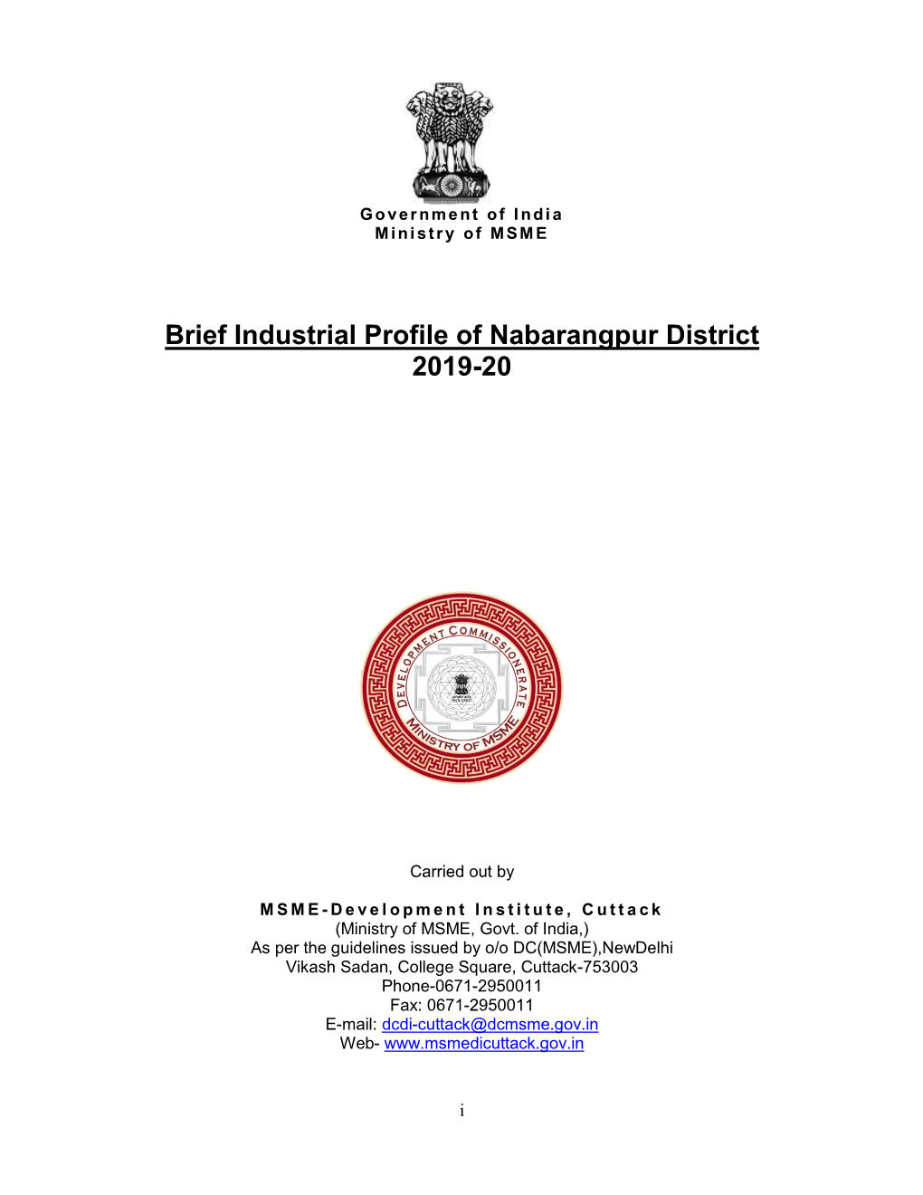 Brief Industrial Profile of Nabarangpur District 2019-20
