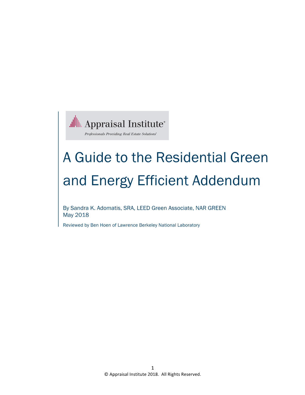 A Guide to the Residential Green and Energy Efficient Addendum