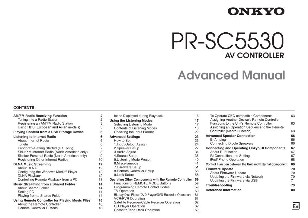 PR-SC5530 AV CONTROLLER Advanced Manual