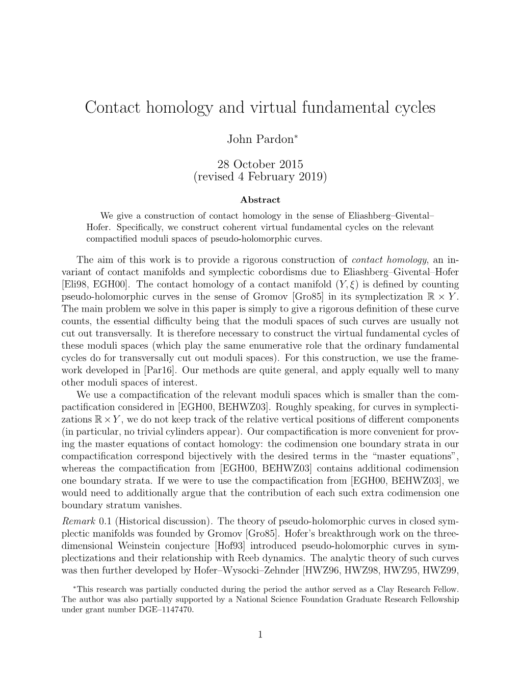 Contact Homology and Virtual Fundamental Cycles