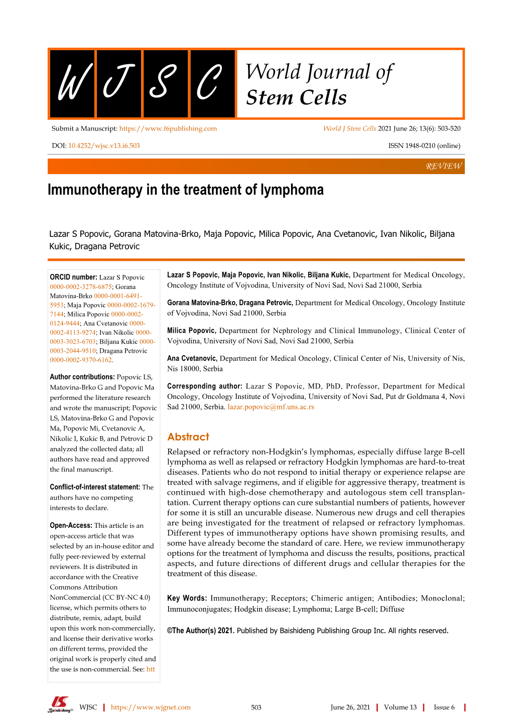 Immunotherapy in the Treatment of Lymphoma