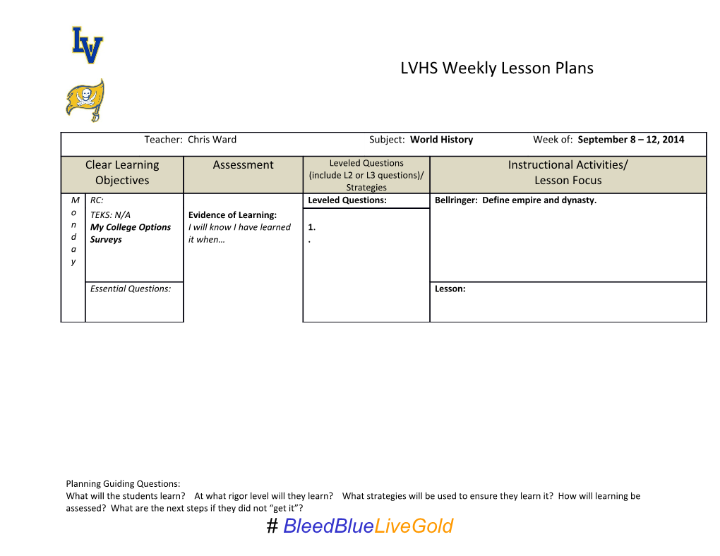 Planning Guiding Questions