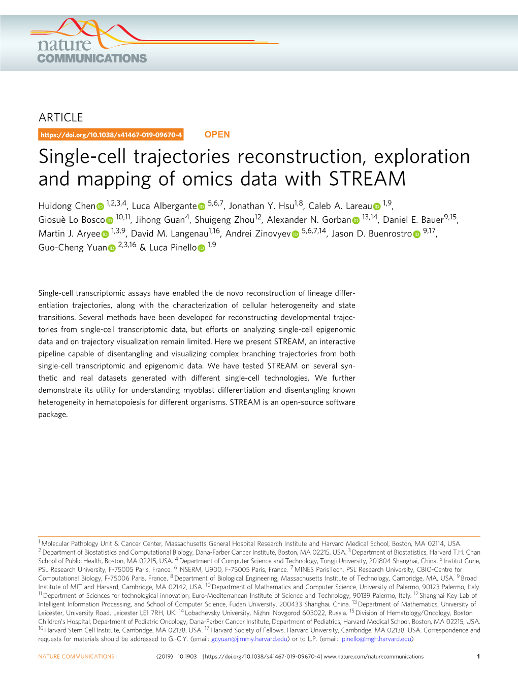 Single-Cell Trajectories Reconstruction, Exploration and Mapping of Omics Data with STREAM