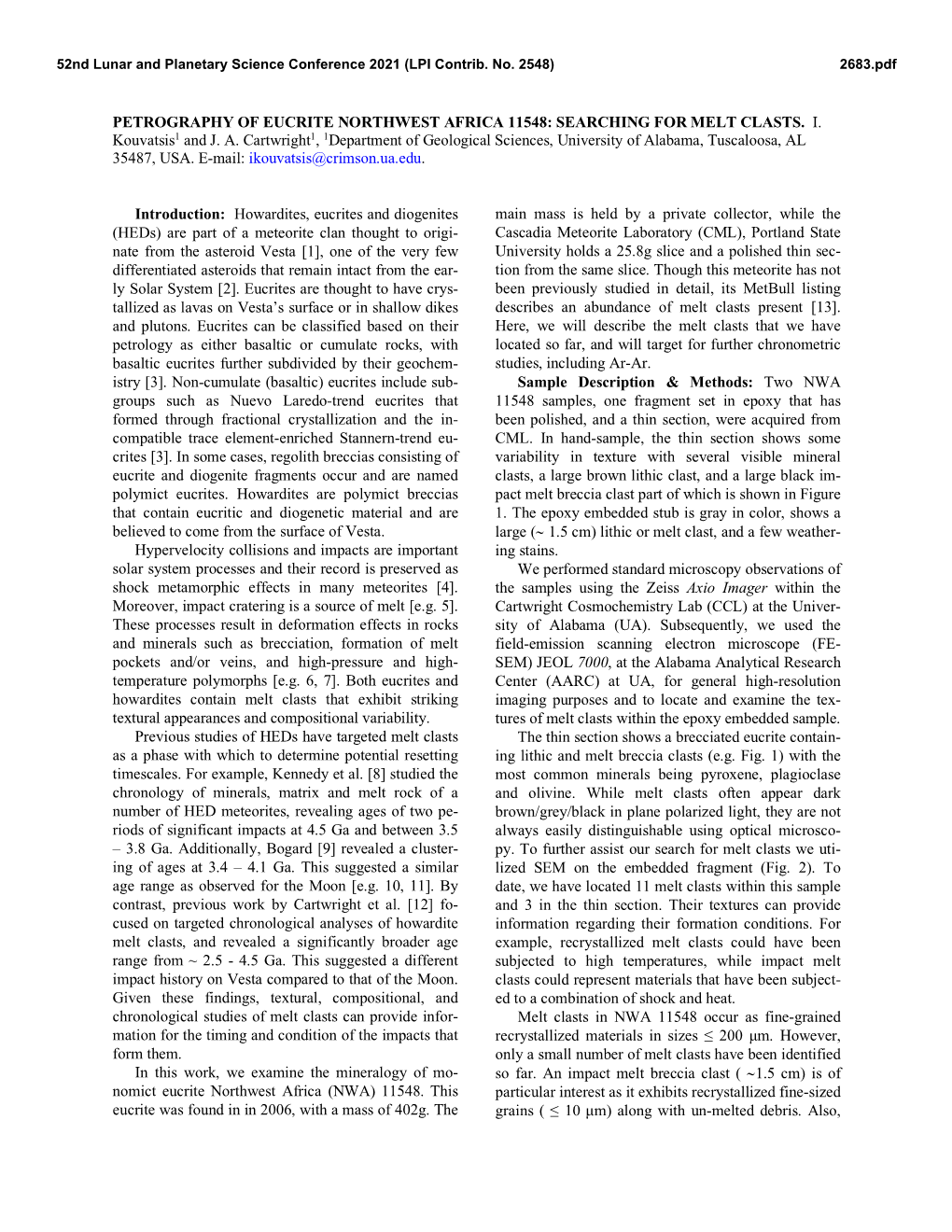 Petrography of Eucrite Northwest Africa 11548: Searching for Melt Clasts