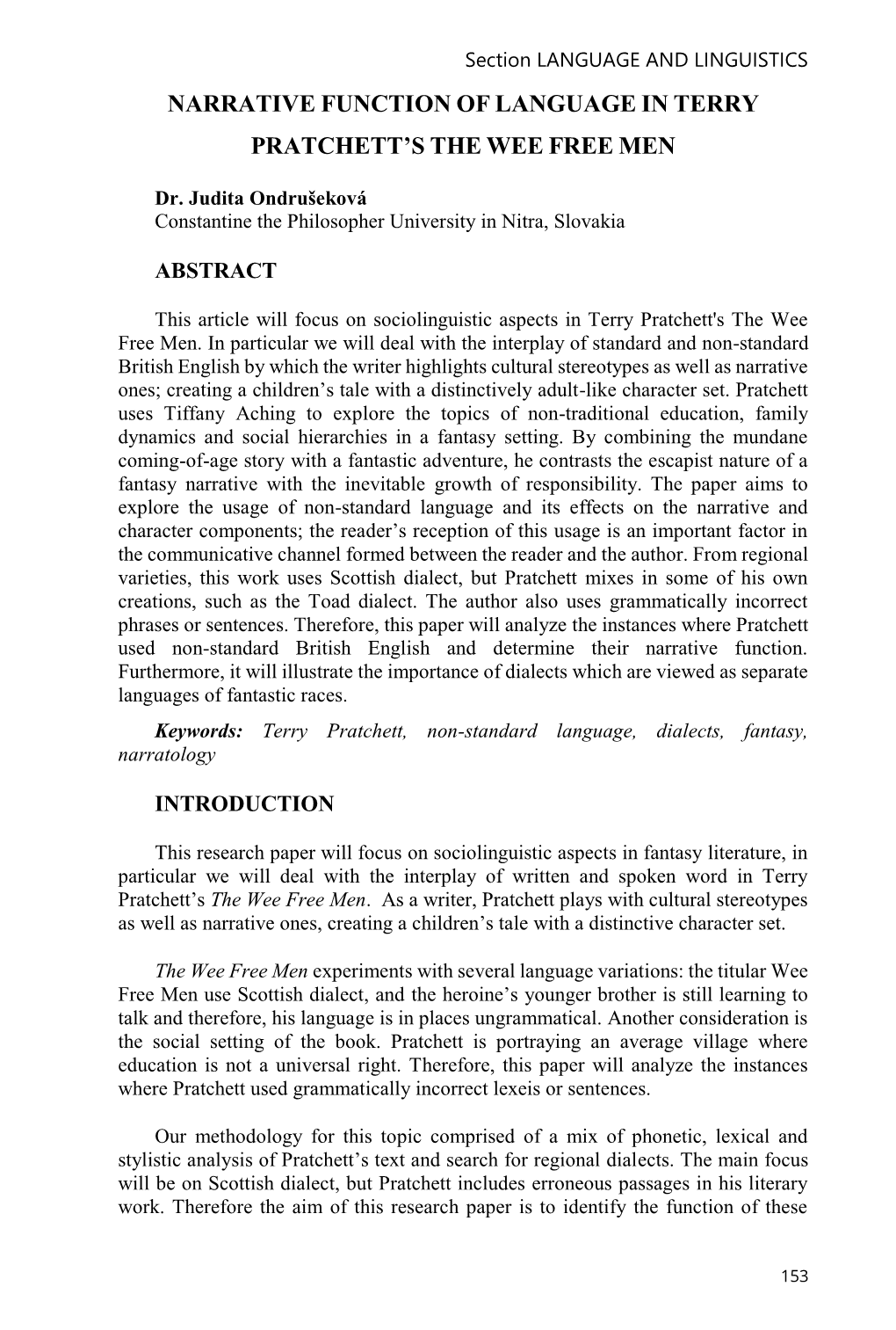 Narrative Function of Language in Terry