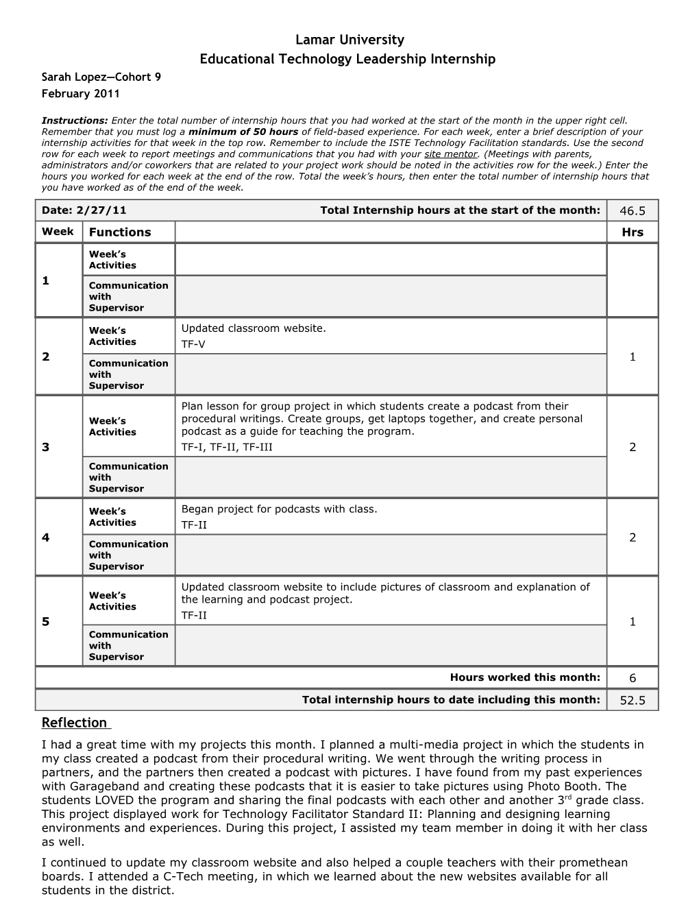 Internship Daily Log