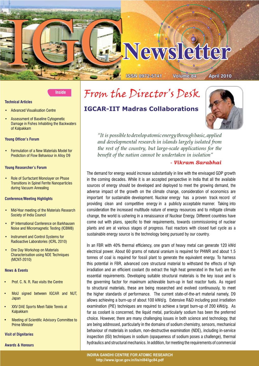 IGCAR Newsletter, Vol.84, April 2010