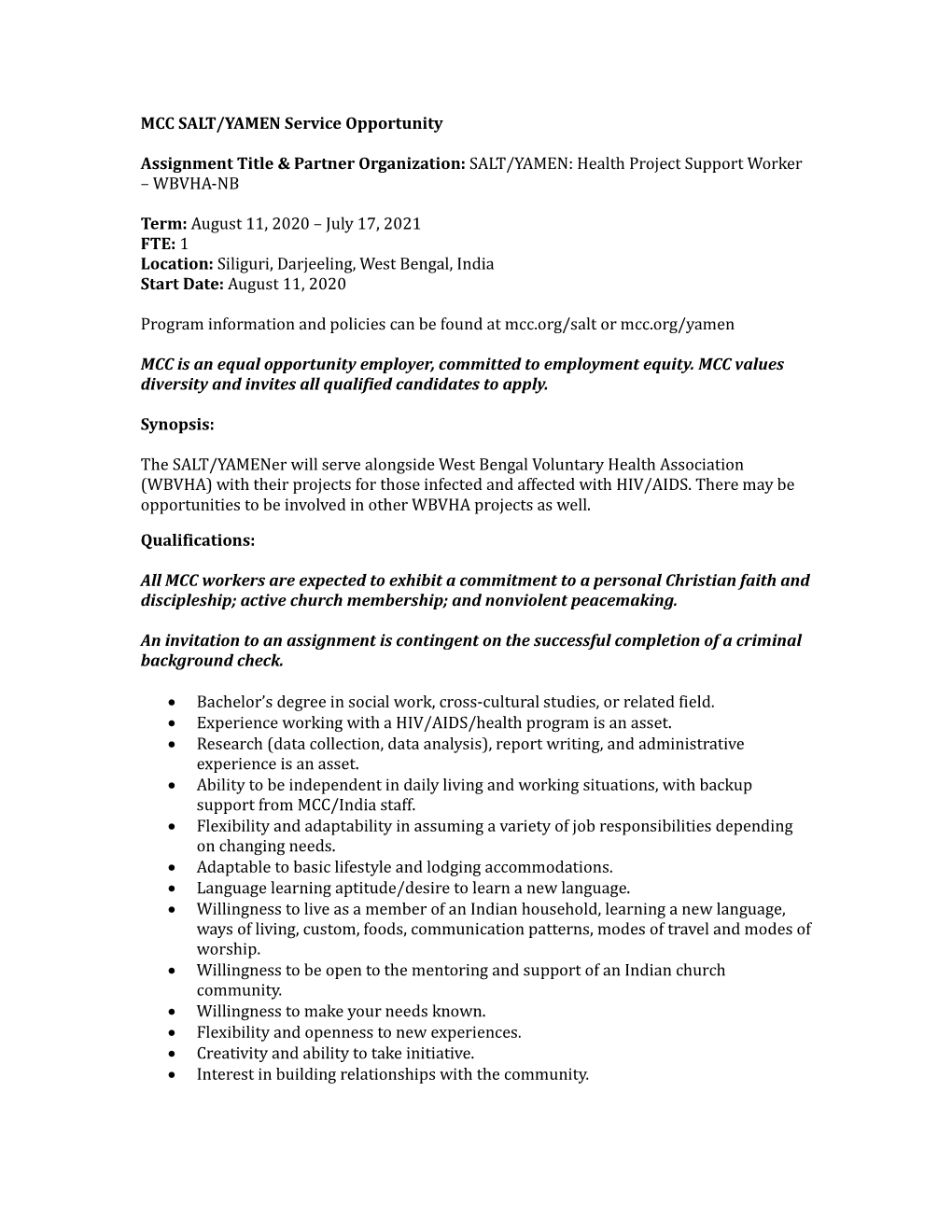 Health Project Support Worker – WBVHA-NB