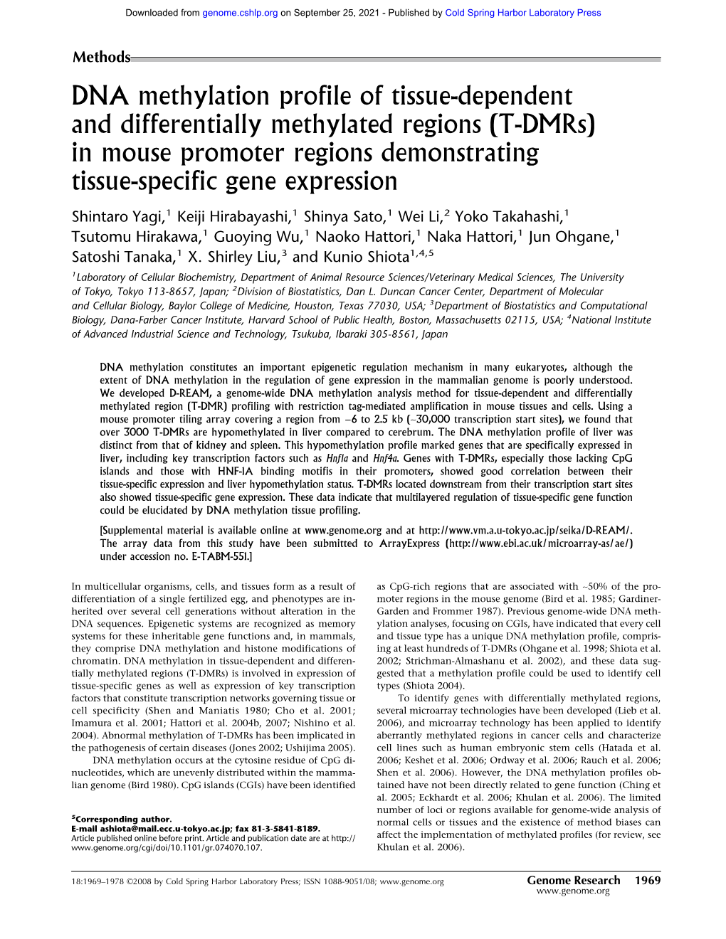 In Mouse Promoter Regions Demonstrating Tissue-Specific Gene Expression