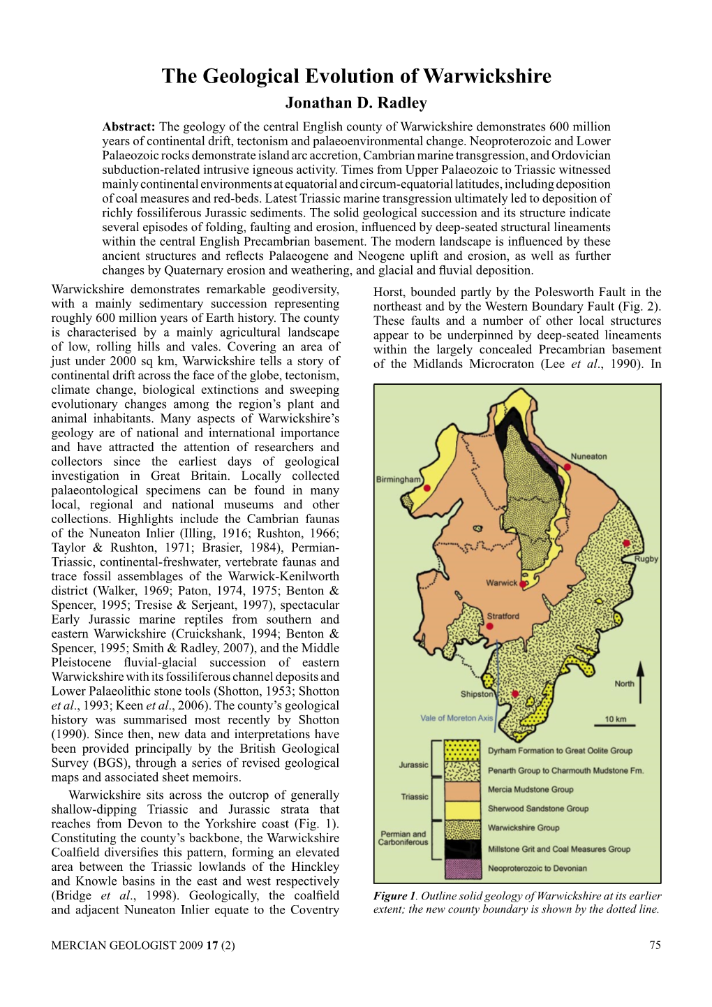 The Geological Evolution of Warwickshire Jonathan D