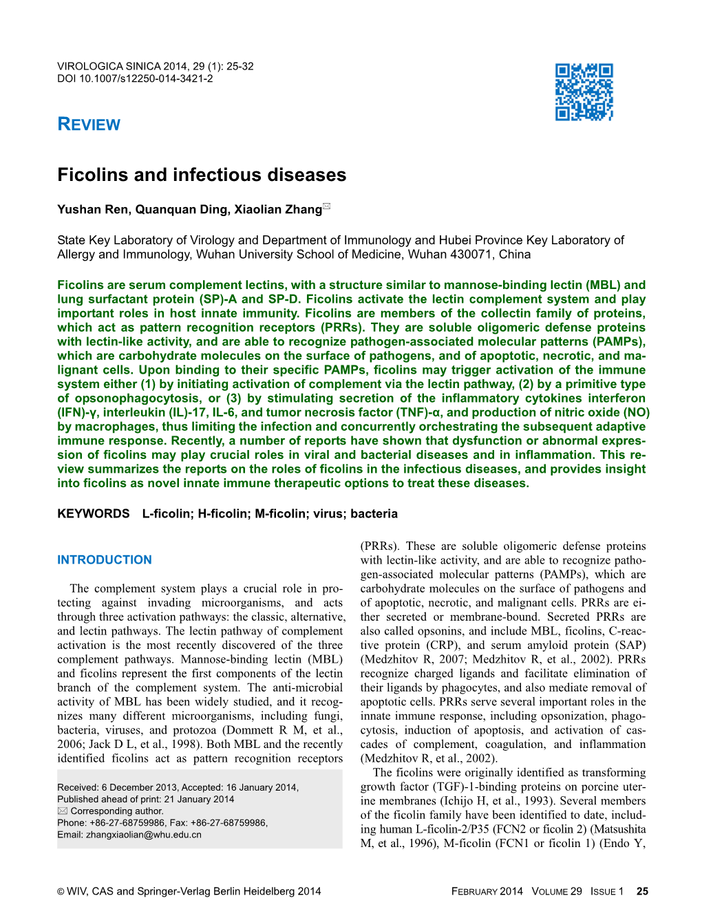 Ficolins and Infectious Diseases
