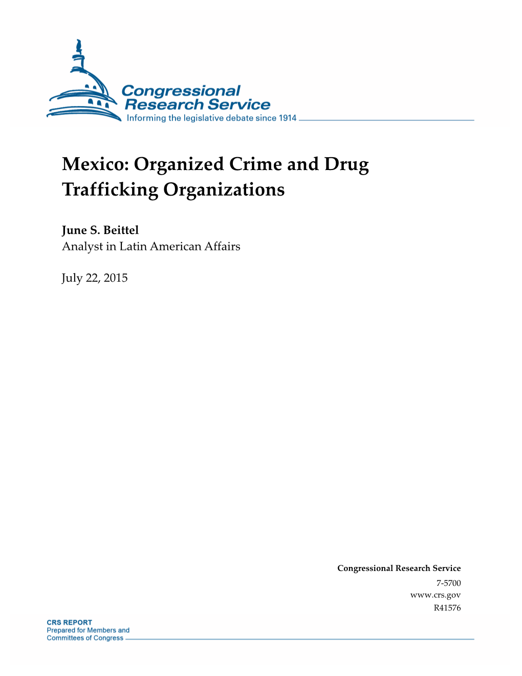 Mexico: Organized Crime and Drug Trafficking Organizations