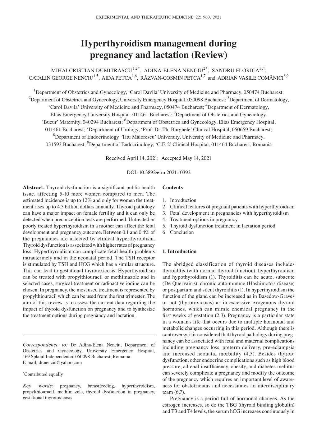 Hyperthyroidism Management During Pregnancy and Lactation (Review)