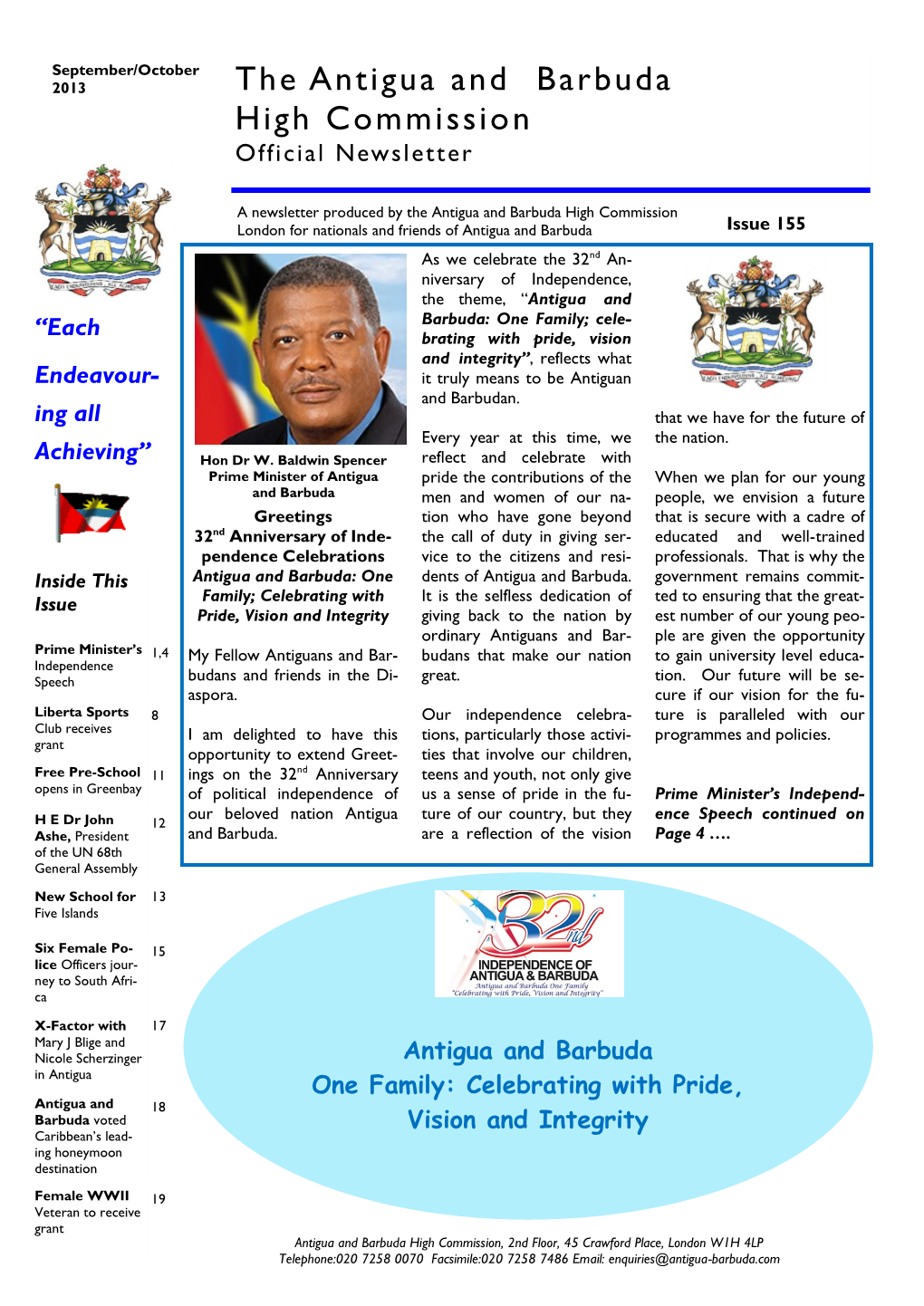 Antigua and Barbuda High Commission Official Newsletter