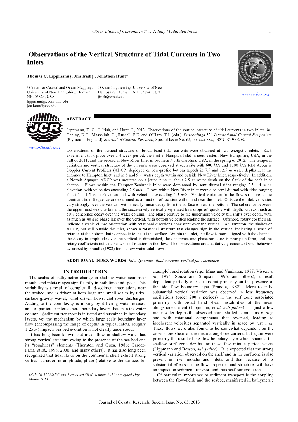 Observations of the Vertical Structure of Tidal Currents in Two Inlets