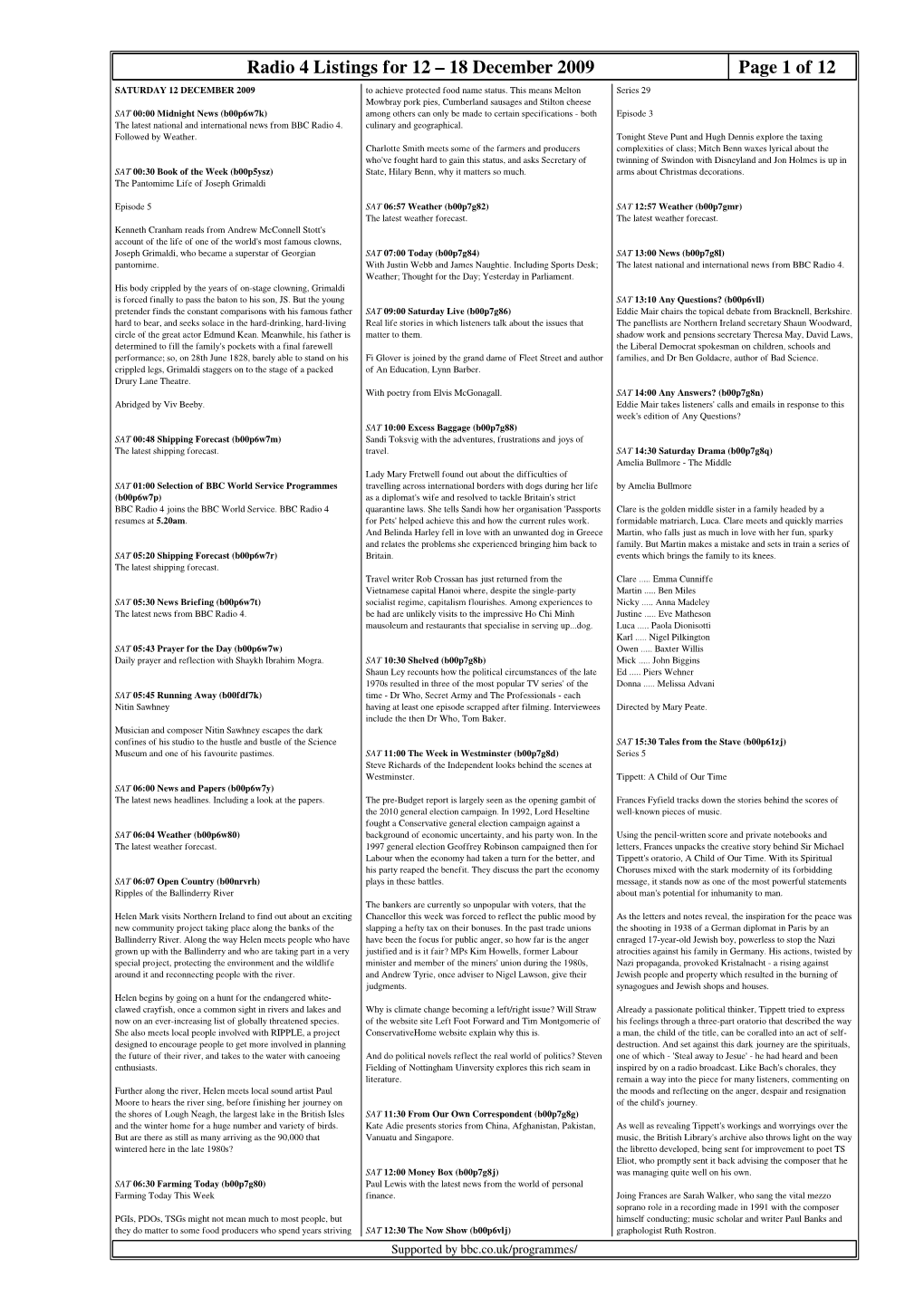 18 December 2009 Page 1 of 12 SATURDAY 12 DECEMBER 2009 to Achieve Protected Food Name Status