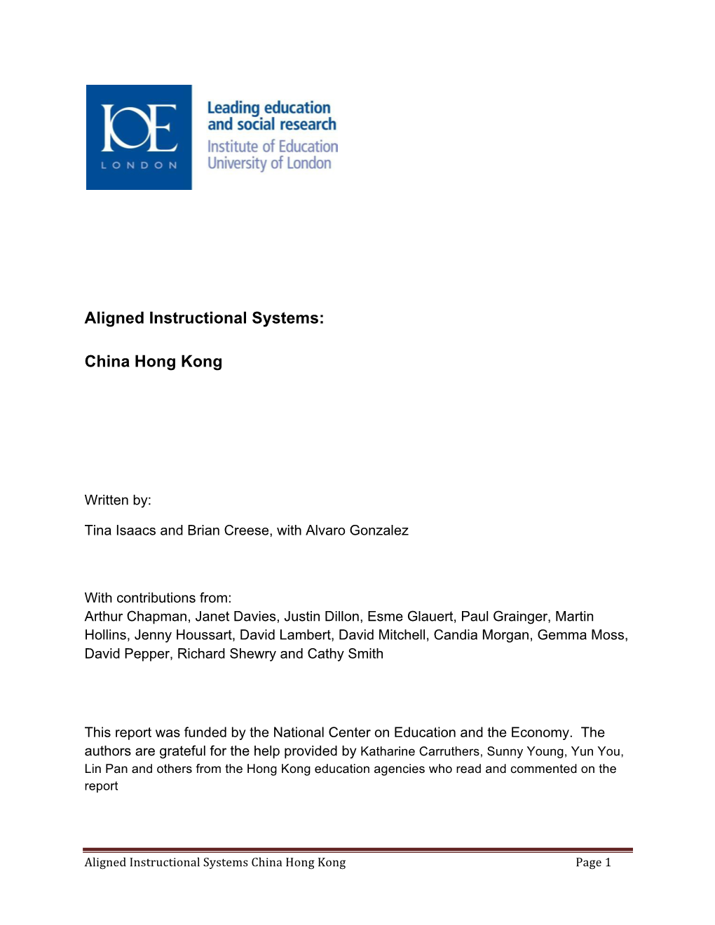 Aligned Instructional Systems China Hong Kong Page 1